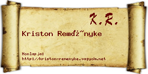 Kriston Reményke névjegykártya